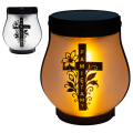 ZNICZ SOLARNY LED LAMPION NA GRÓB STATUETKA NA CMENTARZ RÓŻA KRZYŻ
