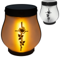 ZNICZ SOLARNY LED  LAMPION NA GRÓB STATUETKA NA CMENTARZ RÓŻA KRZYŻ NOWOSCI