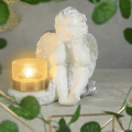 ZNICZ GIPSOWA FIGURKA NAGROBNA Srebrny Anioł Aniołek Gipsowy LAMPA LED
