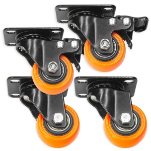 4 X 75 MM KÓŁKO MEBLOWE OBROTOWE Z HAMULCEM KAUCZUKOWE ZESTAW KÓŁEK 350KG