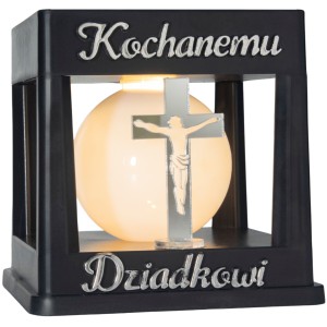 ZNICZ SOLARNY LED LAMPION NA GRÓB STATUETKA NA CMENTARZ Z KRZYŻEM