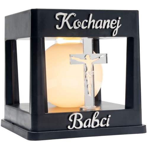 ZNICZ SOLARNY LED LAMPION NA GRÓB STATUETKA NA CMENTARZ Z KRZYŻEM