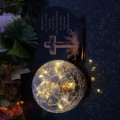 Znicz solarny LED z kulą  STATUETKA NA GRÓB wieczny lampion szkło akryl