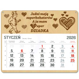 KALENDARZ NA DZIEŃ DZIADKA SUPER DZIADZUŚ 2026 kalendarz WISZĄCY