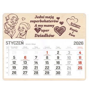 KALENDARZ ŚCIENNY NA DZIEŃ BABCI DZIADKA  PREZENT NOWOROCZNY 2026r