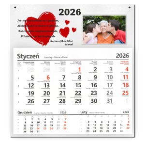 KALENDARZ 2026 NA DZIEŃ BABCI Z NADRUKOWANYMI IMIONAMI I TWOIM ZDJĘCIEM 2026