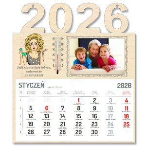 KALENDARZ 2026r NA DZIEŃ BABCI DZIADKA Z TWOJĄ DEDYKACJĄ TERMOMETREM I ZDJĘCIEM
