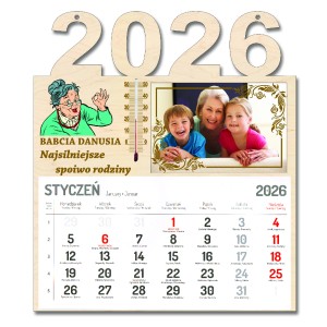 KALENDARZ 2026r NA DZIEŃ BABCI DZIADKA Z TWOJĄ DEDYKACJĄ TERMOMETREM I ZDJĘCIEM