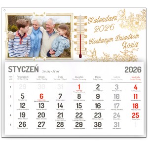 KALENDARZ 2026r NA DZIEŃ BABCI DZIADKA Z TWOJĄ DEDYKACJĄ TERMOMETREM I ZDJĘCIEM