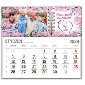 KALENDARZ 2026r NA DZIEŃ BABCI DZIADKA Z TWOJĄ DEDYKACJĄ TERMOMETREM I ZDJĘCIEM