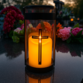 ZNICZ solarny LED lampion na grób STATUETKA na cmentarz z KRZYŻEM