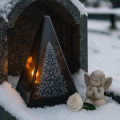 Znicz led CHOINKA efekt płomienia LAMPION NA GRÓB cmentarz statuetka