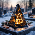 Znicz led ZŁOTA CHOINKA efekt płomienia LAMPION NA GRÓB cmentarz statuetka