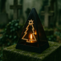 Znicz led ZŁOTA CHOINKA efekt płomienia LAMPION NA GRÓB cmentarz statuetka