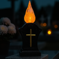 ZNICZ SOLARNY ŚWIECA LED CZARNY WKŁAD DO ZNICZY KRZYŻ CIEPŁY PŁOMIEŃ 17 CM