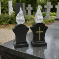 ZNICZ SOLARNY ŚWIECA LED CZARNY WKŁAD DO ZNICZY KRZYŻ CIEPŁY PŁOMIEŃ 17 CM