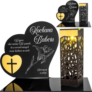  Znicz Kochana Babcia LED Statuetka Pamięci Duży Lampion Grób DZIEŃ BABCI