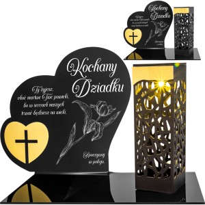 Znicz Kochany Dziadek LED Statuetka Pamięci Duży Lampion Grób DZIEŃ DZIADKA