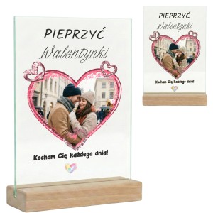 RAMKA ZE ZDJĘCIEM NA SZKLE AKRYLOWYM PERSONALIZOWANY PREZENT  WALENTYNKI