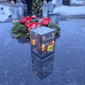 Znicz LED wielkanocny personalizowany z imieniem lampion na groby dekoracja