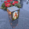 Znicz LED Jezus Zmartwychwstały witraż lampion na grób kapliczka lustro