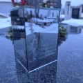 ZNICZ LED LAMPION na GRÓB cmentarz efekt nieskończonego ognia CYTAT RÓŻA