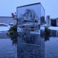 ZNICZ LED LAMPION na GRÓB cmentarz efekt nieskończonego ognia CYTAT RÓŻE