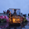 ZNICZ LED LAMPION na GRÓB cmentarz efekt nieskończonego ognia CYTAT RÓŻA