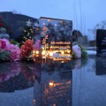 ZNICZ LED LAMPION na GRÓB cmentarz efekt nieskończonego ognia CYTAT RÓŻA