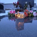 ZNICZ LED LAMPION na GRÓB cmentarz efekt nieskończonego ognia CYTAT RÓŻA