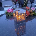 ZNICZ LED LAMPION na GRÓB cmentarz efekt nieskończonego ognia CYTAT RÓŻA