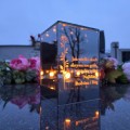 ZNICZ LED LAMPION na GRÓB cmentarz efekt nieskończonego ognia CYTAT RÓŻA