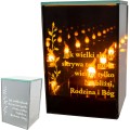 ZNICZ LED LAMPION NA GRÓB efekt nieskończonego ognia CYTAT róże PREMIUM
