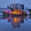 ZNICZ LED LAMPION NA GRÓB efekt nieskończonego ognia CYTAT róże PREMIUM