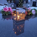 ZNICZ LED LAMPION NA GRÓB efekt nieskończonego ognia CYTAT róże PREMIUM