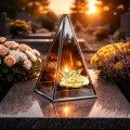 ZNICZ LED efekt płomienia LAMPION na GRÓB cmentarz SZKLANY Duży Lampion