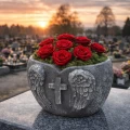 Donica cmentarna SERCE ANIOŁ SKRZYDŁA krzyż dekoracja grób DONICZKA