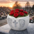 Donica cmentarna SERCE ANIOŁ SKRZYDŁA krzyż dekoracja grób DONICZKA