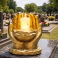 FIGÓRKA DŁONIE znicz stroik NA GRÓB dekoracja nagrobna  grób DUŻY ŚWIECZNIK