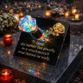 Znicze ZNICZ SOLARNY NA cmentarz GRÓB LED RÓŻA BIAŁY + RGB duży LAMPION