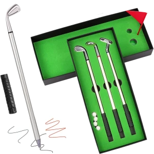 ZESTAW 3 DŁUGOPISÓW DLA GOLFISTY MINI GOLF KIJE DO GOLFA POLE GOLFOWE